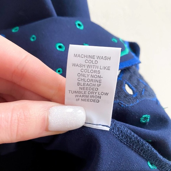 NEW Stitch Fix 41 Hawthorn Navy Blue Embroidered Paloma A Line Fit & Flare Dress - Picture 7 of 7